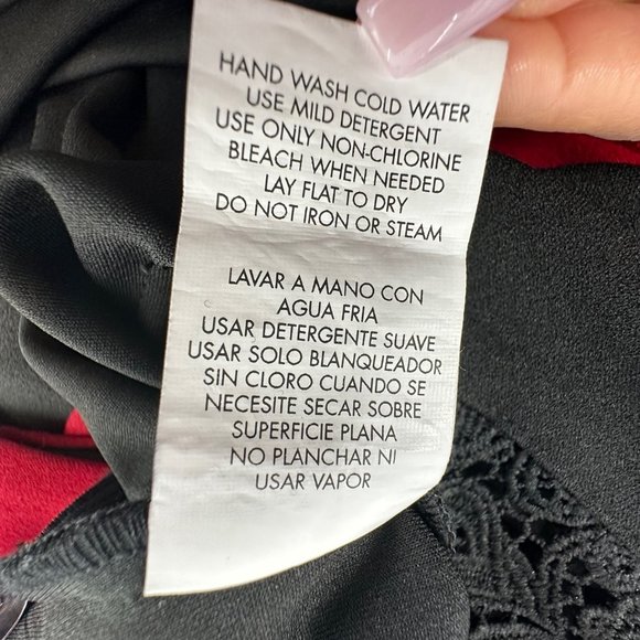 Speechless Fit & Flare Dress Black & red Lace Shoulders Round High Neck Large Jr - Picture 15 of 16